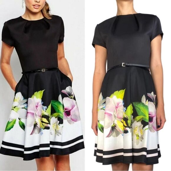 Ted Baker Dresses & Skirts - Ted Baker London Vida Forget Me Not Skater Dress Women Sz 8 Scuba Floral Pocket